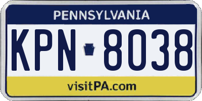 PA license plate KPN8038