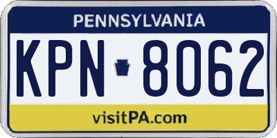 PA license plate KPN8062