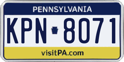 PA license plate KPN8071