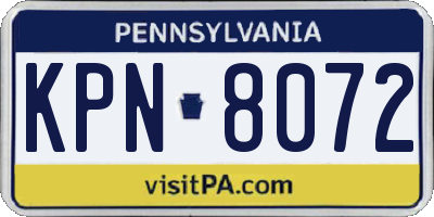 PA license plate KPN8072