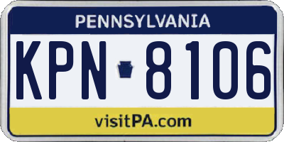 PA license plate KPN8106