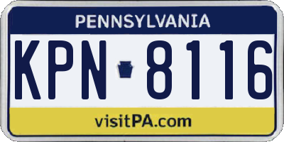 PA license plate KPN8116
