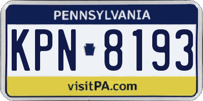 PA license plate KPN8193