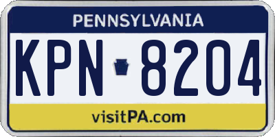 PA license plate KPN8204