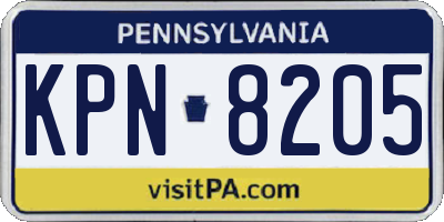 PA license plate KPN8205