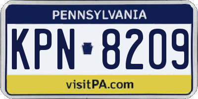 PA license plate KPN8209