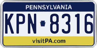 PA license plate KPN8316