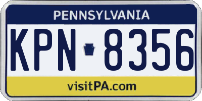 PA license plate KPN8356