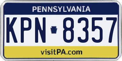 PA license plate KPN8357