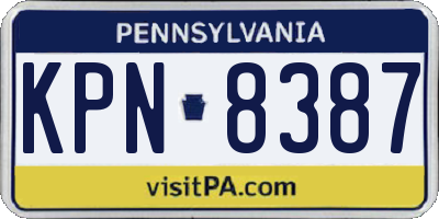 PA license plate KPN8387