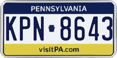 PA license plate KPN8643