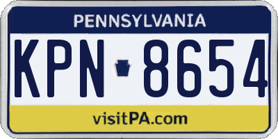PA license plate KPN8654