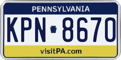 PA license plate KPN8670