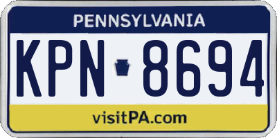 PA license plate KPN8694