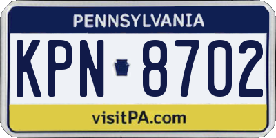 PA license plate KPN8702