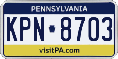 PA license plate KPN8703