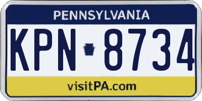 PA license plate KPN8734