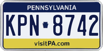PA license plate KPN8742