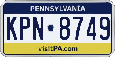 PA license plate KPN8749