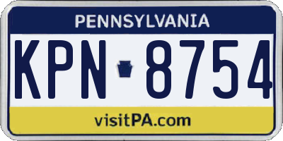 PA license plate KPN8754