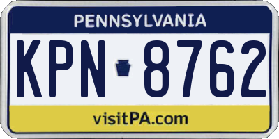 PA license plate KPN8762