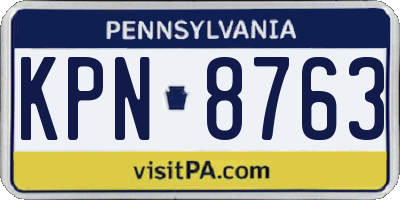 PA license plate KPN8763