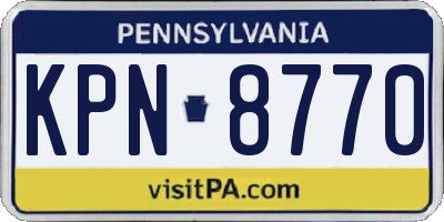 PA license plate KPN8770
