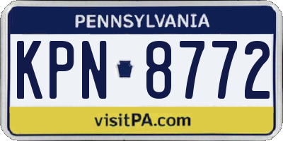 PA license plate KPN8772