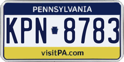 PA license plate KPN8783
