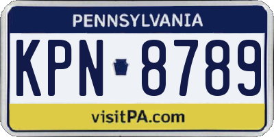 PA license plate KPN8789