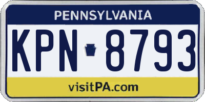 PA license plate KPN8793