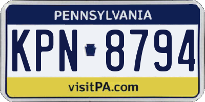 PA license plate KPN8794