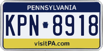 PA license plate KPN8918