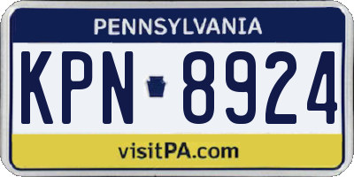 PA license plate KPN8924