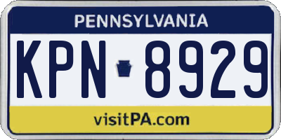 PA license plate KPN8929