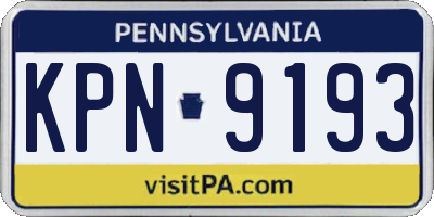 PA license plate KPN9193