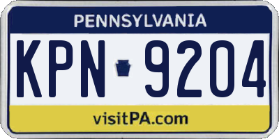 PA license plate KPN9204