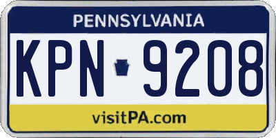 PA license plate KPN9208