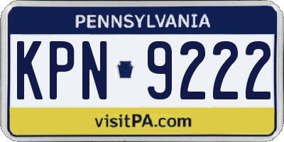 PA license plate KPN9222