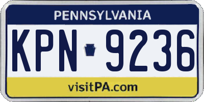 PA license plate KPN9236