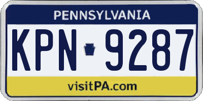 PA license plate KPN9287