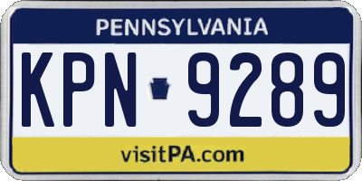PA license plate KPN9289
