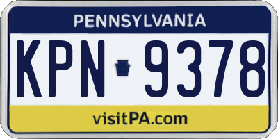 PA license plate KPN9378