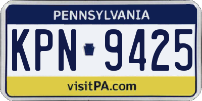 PA license plate KPN9425