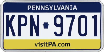 PA license plate KPN9701