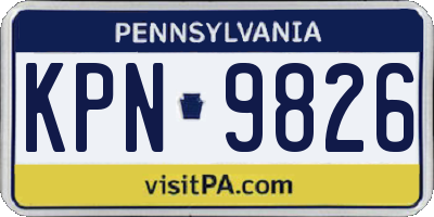 PA license plate KPN9826