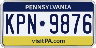 PA license plate KPN9876