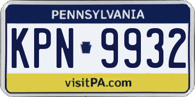 PA license plate KPN9932