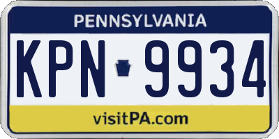 PA license plate KPN9934