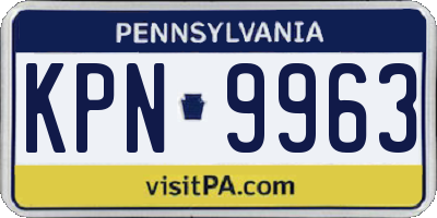 PA license plate KPN9963